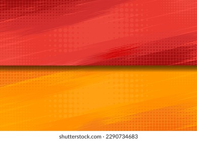 Pop art retro comic. Yellow and red background. Versus lightning blast halftone dots. Cartoon vs. Vector Illustration.