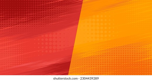 Pop art retro comic. Yellow and red background. Versus lightning blast halftone dots. Cartoon vs. Vector Illustration.	