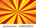 Pop art retro comic. Yellow-red background. Lightning blast halftone dots. Cartoon background, superhero. Vector Illustration