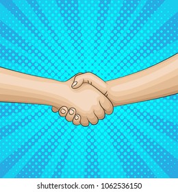 Pop art retro handshake background