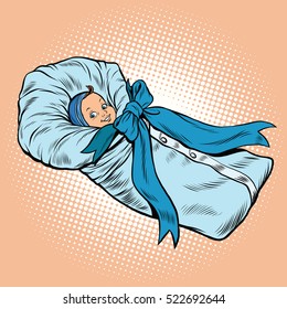 Pop art retro newborn infant, medical health and pregnancy