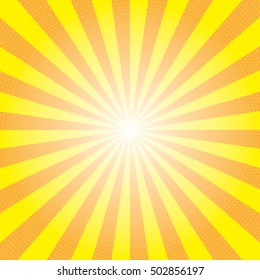 pop art retro rays comic yellow gradient halftone background 