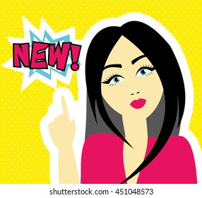 Pop art retro style women. Comic hand drawn design vector illustration