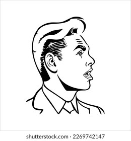 Pop art retro vector illustration of man, portrait. Shocked guy with surprised expression. Emotions concept