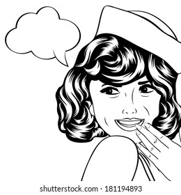 pop art retro woman in comics style, vector illustration