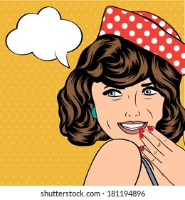 pop art retro woman in comics style, vector illustration