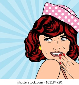 pop art retro woman in comics style, vector illustration