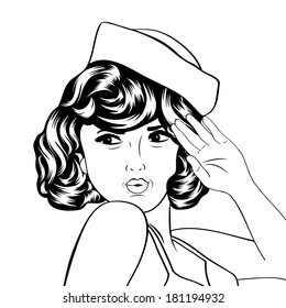 pop art retro woman in comics style, vector illustration
