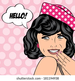 pop art retro woman in comics style, vector illustration