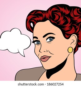 pop art retro woman in comics style, vector illustratation