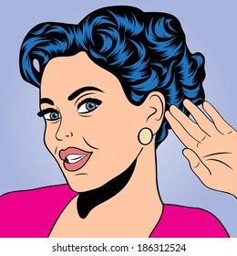 pop art retro woman in comics style, vector illustratation