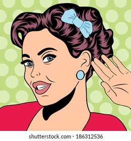 pop art retro woman in comics style, vector illustratation