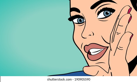 pop art retro woman in comics style, vector illustration