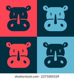 Pop art Rhinoceros icon isolated on color background. Animal symbol.  Vector