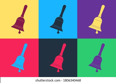 Pop art Ringing bell icon isolated on color background. Alarm symbol, service bell, handbell sign, notification symbol. Vector.