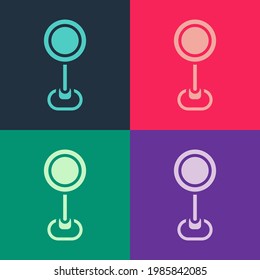 Pop art Road traffic sign. Signpost icon isolated on color background. Pointer symbol. Isolated street information sign. Direction sign.  Vector