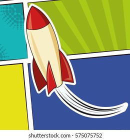 pop art rocket launching design