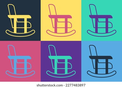 Pop art Rocking chair icon isolated on color background.  Vector
