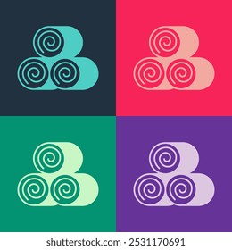 Pop art Roll of hay icon isolated on color background.  Vector