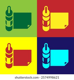Pop art Roll of paper icon isolated on color background.  Vector