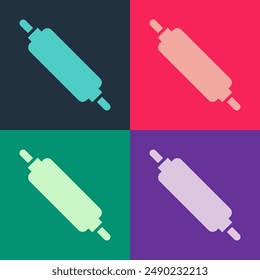 Pop art Rolling pin icon isolated on color background.  Vector
