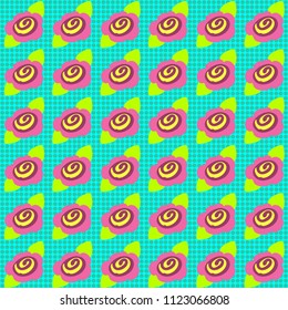 Pop art roses pattern. Can be used for poster, banner, flyer, brochure, postcards, wallpaper, textile, website background.