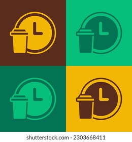 Pop art Round the clock delivery icon isolated on color background.  Vector