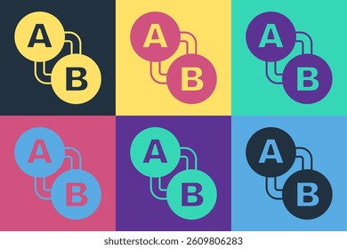 Pop art Route location icon isolated on color background. Map pointer sign. Concept of path or road. GPS navigator.  Vector