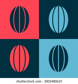 Pop art Rugby ball icon isolated on color background.  Vector Illustration