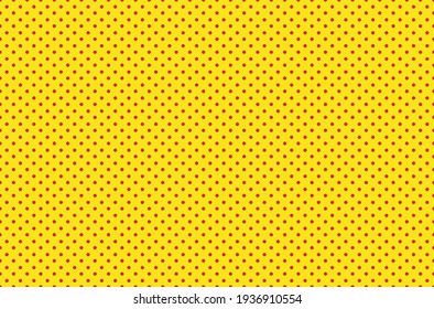 Pop art seamless background. Yellow red comic halftone dots.