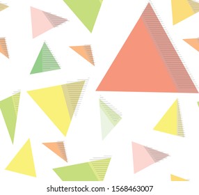Pop art seamless pattern with colored triangles. For printing on fabric, use in the interior, background for wrapping paper. eps 10. geometric