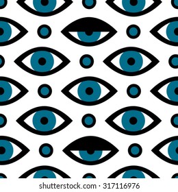 pop art seamless vector pattern with eyes