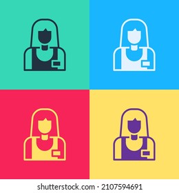 Pop art Seller icon isolated on color background.  Vector