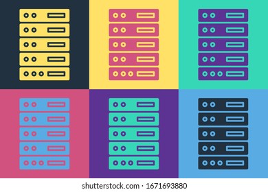 Pop art Server, Data, Web Hosting icon isolated on color background.  Vector Illustration
