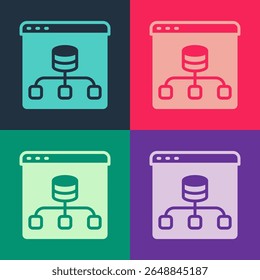 Ícone Pop art Server, Data, Web Hosting isolado no plano de fundo colorido.  Vetor