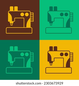 Pop art Sewing machine icon isolated on color background.  Vector