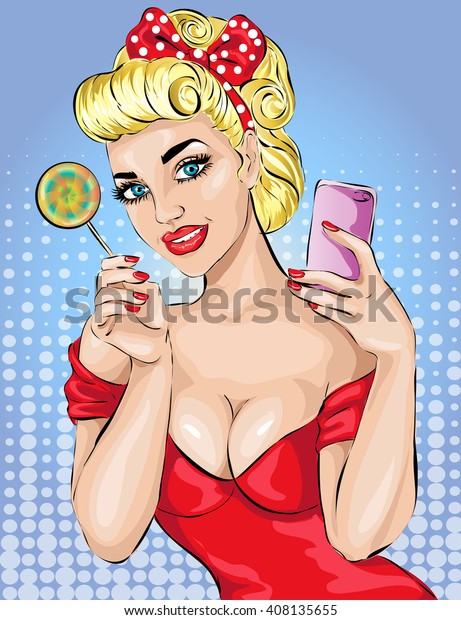 Pop Art Sexy Woman Portrait Pinup Stock Vector Royalty Free 408135655