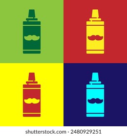 Pop art Shaving gel foam icon isolated on color background. Shaving cream.  Vector Illustration