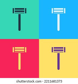 Pop art Shaving razor icon isolated on color background.  Vector Illustration