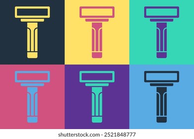 Pop art Shaving razor icon isolated on color background.  Vector