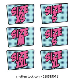 pop art size label,  illustration vector format