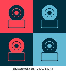 Pop art Skateboard wheel icon isolated on color background. Skate wheel.  Vector