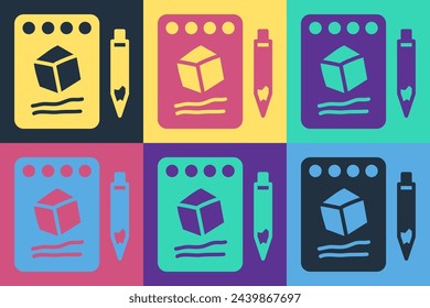 Pop art Sketch on paper icon isolated on color background.  Vector