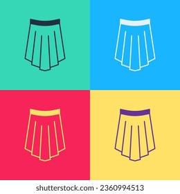 Pop art Skirt icon isolated on color background.  Vector