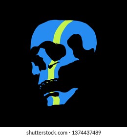 Pop Art Skull. Grunge style skull. Graffiti. Isolated. Vector illustration.