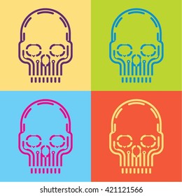 Pop art skull icon