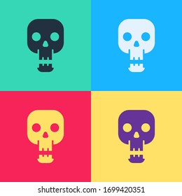 Pop art Skull icon isolated on color background. Happy Halloween party.  Vector Illustration