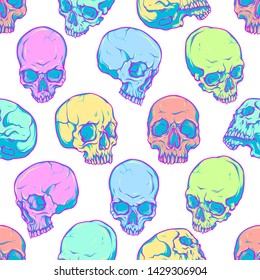 Pop Art skulls pattern. Vector illustration