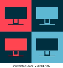 Pop art Smart Tv icon isolated on color background. Television sign.  Vector Illustration