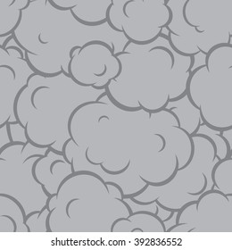 Pop art smoke seamless vector pattern grey